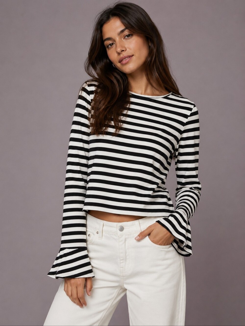Maeve By Anthropologie Black & White Flouncy Top | Size Small